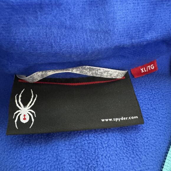 Spyder Jacket Womens XL Blue Aqua Full Zip Sweater Fleece Stand Collar Space Dye - Picture 6 of 12